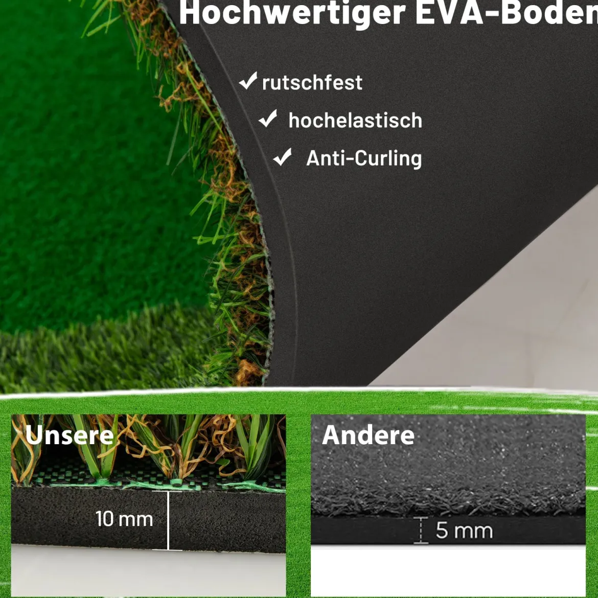 300 x 150 cm Golf Puttingmatten Professionelle Golf-Übungsmatte mit 3 Löchern und Golfbällen für Zuhause Grün