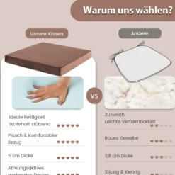 45 x 45 cm Große Memory-Schaum-Sitzkissen 5 cm Dicke Stuhlauflagen Braun