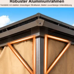 354 x 294 cm Großer Zeltpavillon mit Netz & Vorhang & Robustem Doppeldach aus Verzinktem Metall
