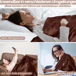 150 x 200 cm Heizdecke mit Abschaltautomatik & Timer & Überhitzungsschutz Kaffee