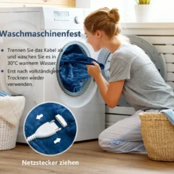 150 x 200 cm Heizdecke mit Abschaltautomatik & Timer & Überhitzungsschutz Blau