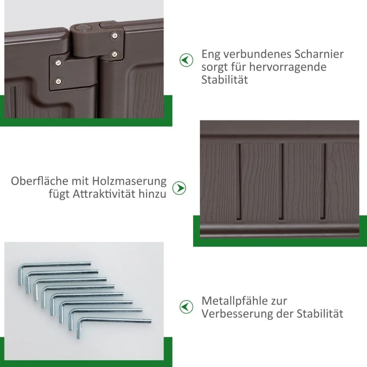 123 x 123 cm Hochbeet Flexibler Gartenzaun Braun