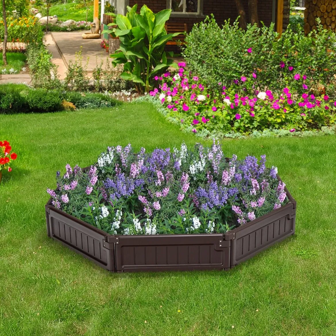 123 x 123 cm Hochbeet Flexibler Gartenzaun Braun