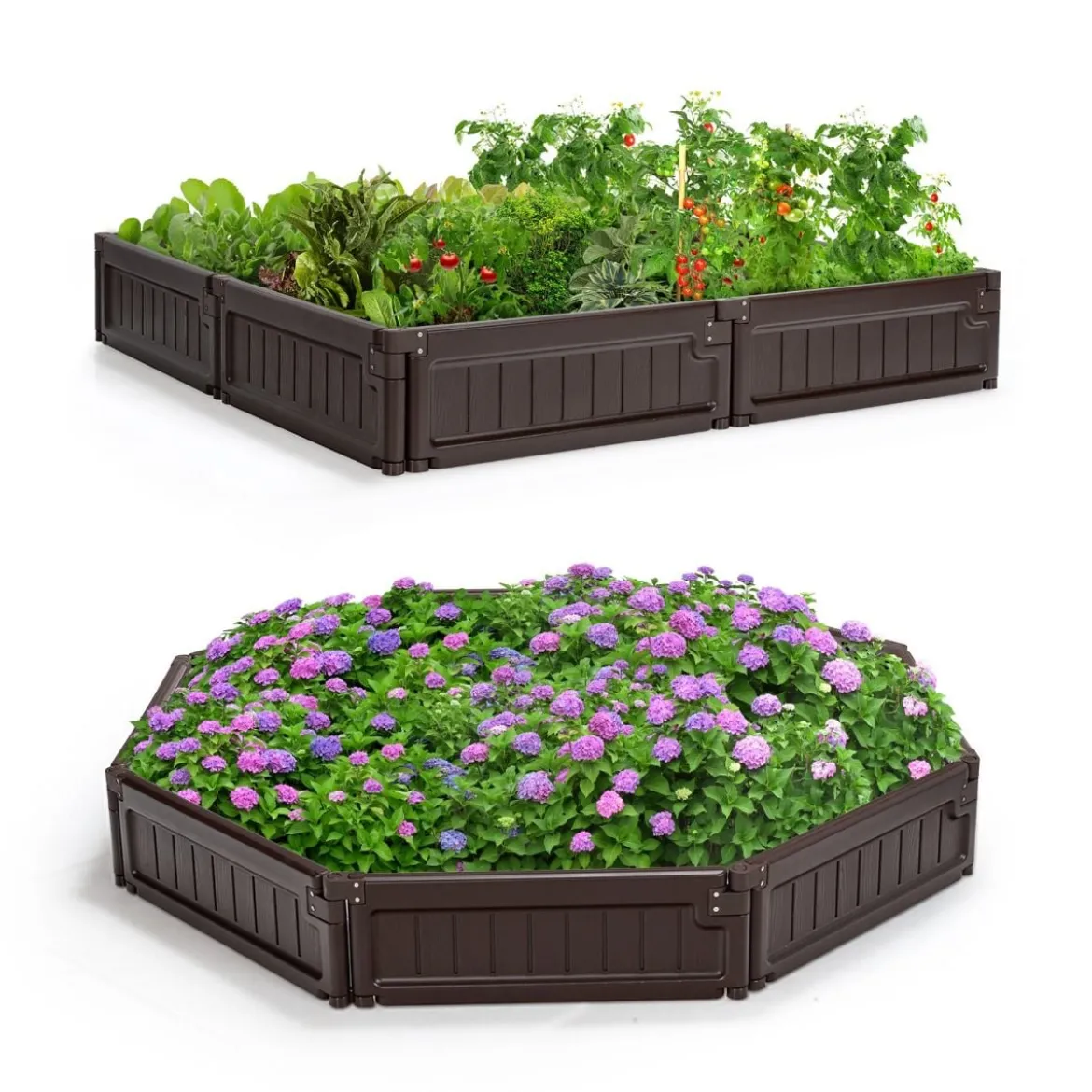 123 x 123 cm Hochbeet Flexibler Gartenzaun Braun
