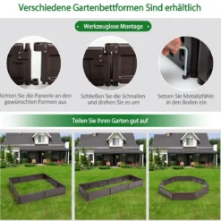 123 x 123 cm Hochbeet Flexibler Gartenzaun Braun