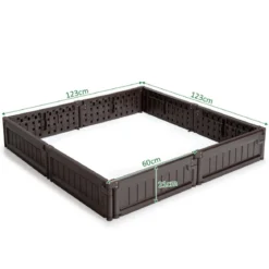 123 x 123 cm Hochbeet Flexibler Gartenzaun Braun