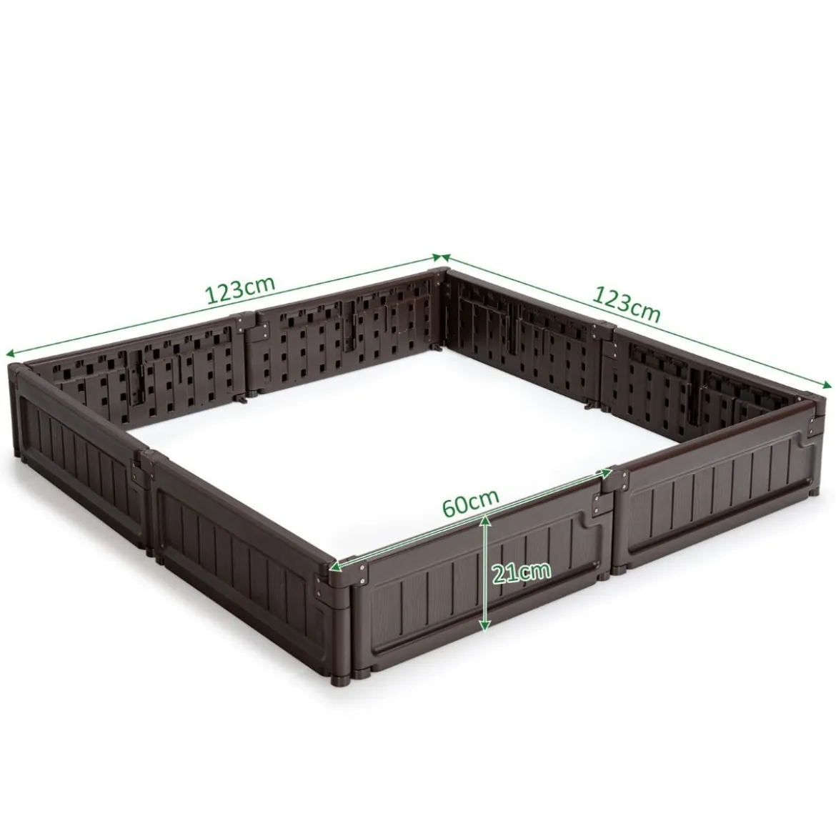 123 x 123 cm Hochbeet Flexibler Gartenzaun Braun