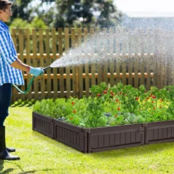 123 x 123 cm Hochbeet Flexibler Gartenzaun Braun