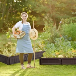 123 x 123 cm Hochbeet Flexibler Gartenzaun Braun