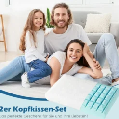40 x 60 cm Kühlendes Kopfkissen 2er Set Kühlkissen zum Schlafen Gelkissen mit maschinenwaschbarem Bezug