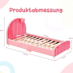 140 x 70 cm Kinderbett mit Weichem Kopfteil & Fußteil Lattenrost Babybett Rosa Schleife