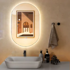 80 x 50 cm LED Wandspiegel Oval Dimmbarer Badezimmerspiegel