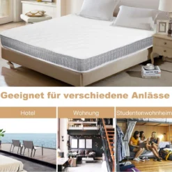 160 x 200cm Memory Schaum Bettmatratze Matratze Härtegrad 3 (H3) Matratzentopper für guten Schlaf Druckentlastung