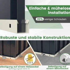 193 x 86cm Metall Outdoor Geräteschuppen wetterfest & rostfrei farbbeschichteter Stahlschuppen mit abschließbarer Tür Grau