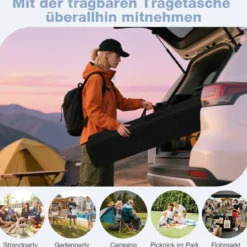 290 x 290 cm Pop-Up-Pavillon Höhenverstellbar Faltbar mit Zubehör für Camping Strand Weiß