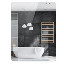 80 x 60 cm Rechteckiger LED-beleuchteter Spiegel Wandmontierter Badezimmerspiegel