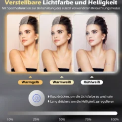 80 x 60 cm Rechteckiger LED-beleuchteter Spiegel Wandmontierter Badezimmerspiegel