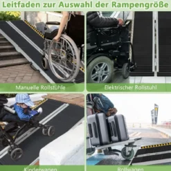 152,5 x 74 cm Rollstuhlrampe Tragbare & Anti-Rutsch Klapprampe bis zu 272kg Belastbar Aluminium