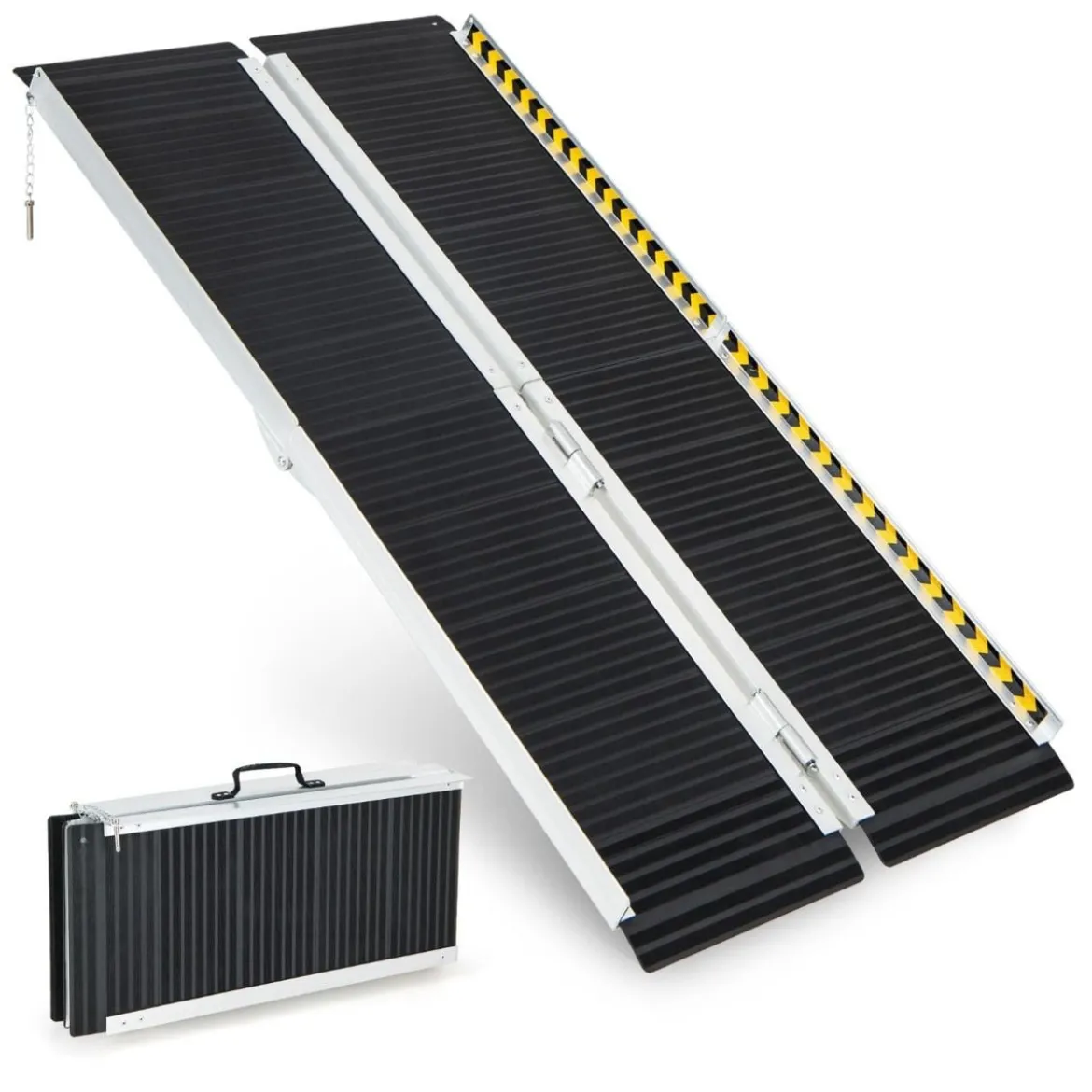 152,5 x 74 cm Rollstuhlrampe Tragbare & Anti-Rutsch Klapprampe bis zu 272kg Belastbar Aluminium