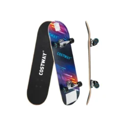 80 x 20 cm Skateboard für Anfänger mit 7-lagigem Ahornholz-Deck Schwarz