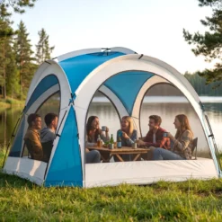 344 x 344 cm Strandzelt Gartenzelt für 6-8 Personen mit 4 Mesh-Seitenwände Dachlüftung Aufbewahrungstaschen