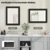 80 x 60 cm Wandspiegel aus Gummibaumholz mit Massivholzrahmen Badspiegel Kosmetikspiegel Schwarz