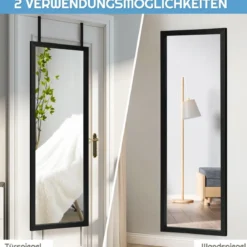 120 x 37 cm Wandspiegel Türspiegel mit Höhenverstellbaren Hängehaken Spiegel für Schlafzimmer