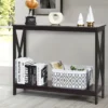 X-förmiger Schmaler Konsolentisch mit 2 Etagen 100 x 30 x 80 cm Braun