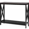 X-förmiger Schmaler Konsolentisch mit 2 Etagen 100 x 30 x 80 cm Braun+Schwarz