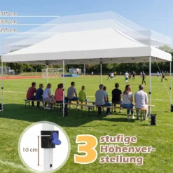 3x6 m Faltpavillon mit 4 Seitenwänden Höhenverstellbarer Gartenpavillon Pop-Up Pavillon Beige/Weiß