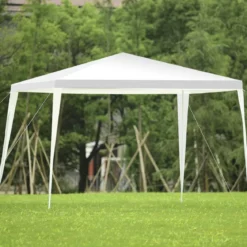 3 x 3 m Faltpavillon Partyzelt Gartenzelt mit Heringen & Windseilen Weiß