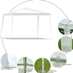 3 x 3 m Faltpavillon Partyzelt Gartenzelt mit Heringen & Windseilen Weiß