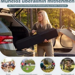 3 x 3 m Faltpavillon Wasserfest Höhenverstellbar Sonnenschutz für Camping Hof Schwarz