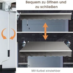 2,5 x 2 m Gelenkarmmarkise mit UV- & Wasserbeständigem Material & Kurbel