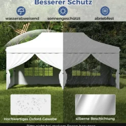 3 x 6m Pavillon Faltpavillon mit 6 Abnehmbaren Seitenwänden Höhenverstellbarer Partyzelt Weiß