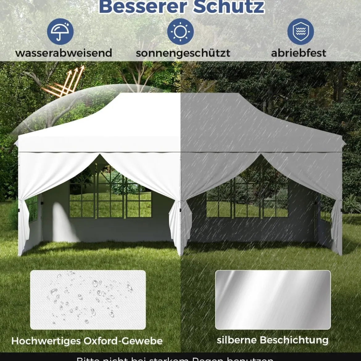 3 x 6m Pavillon Faltpavillon mit 6 Abnehmbaren Seitenwänden Höhenverstellbarer Partyzelt Weiß