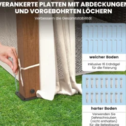 3,6 x 3 m Pavillon mit Doppeldach & Moskitonetz Wasserdichtes Partyzelt Gartenpavillon