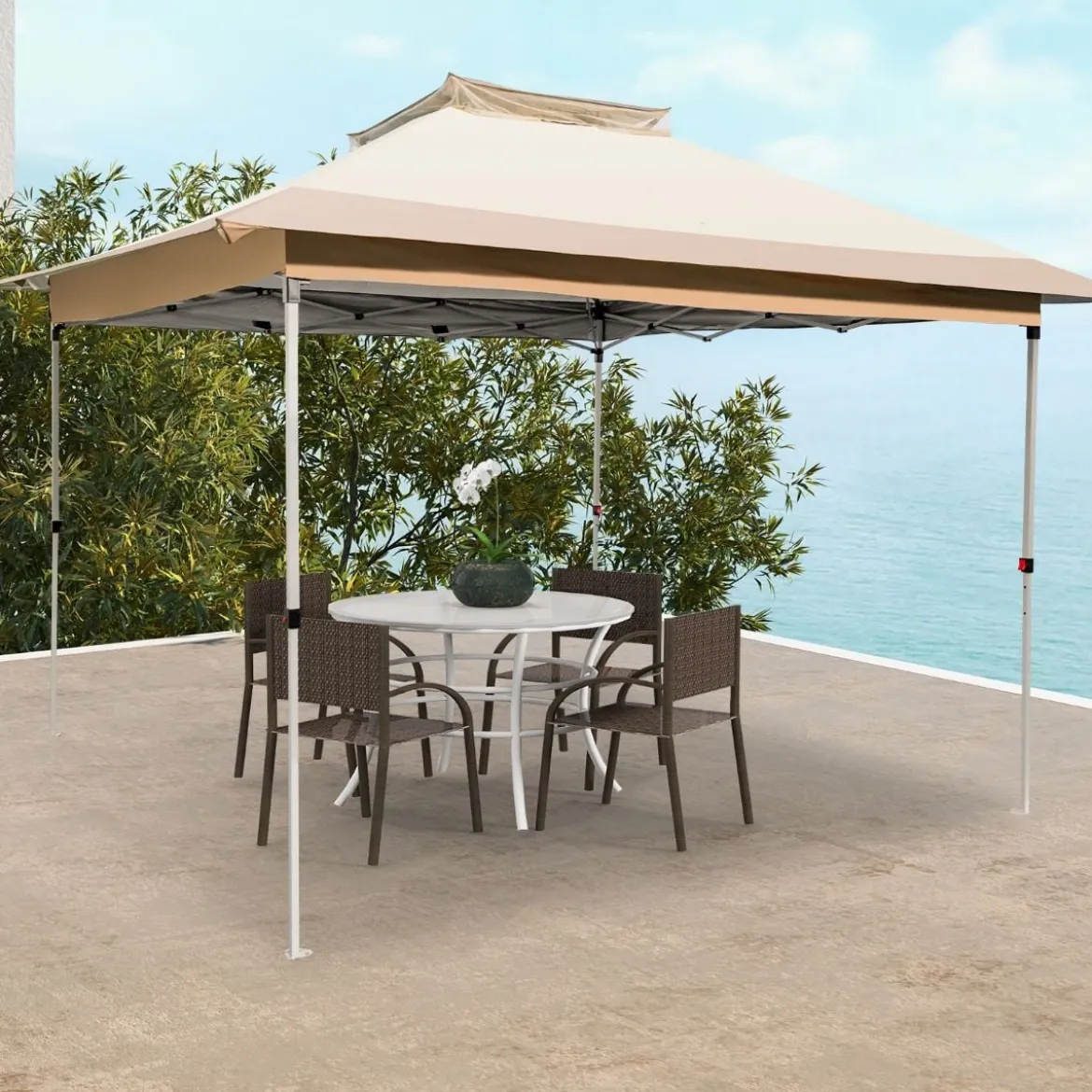 3,6 x 3,6m Pavillon mit Doppeldach wasserdicht stabil Winterfest UV-Schutz 50+