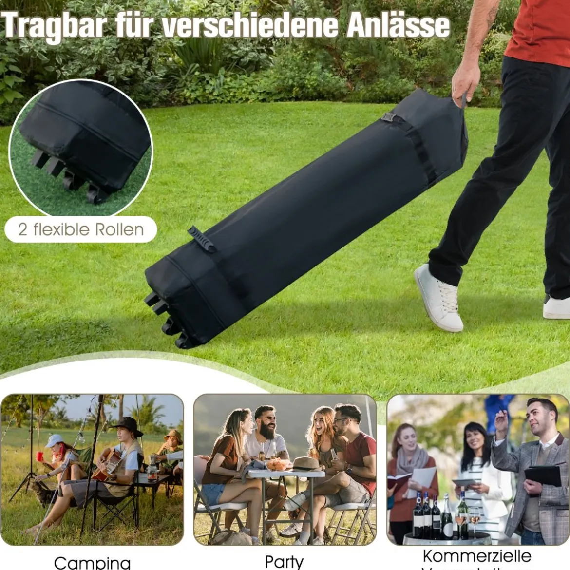 3,6 x 3,6m Pavillon mit Doppeldach wasserdicht stabil Winterfest UV-Schutz 50+