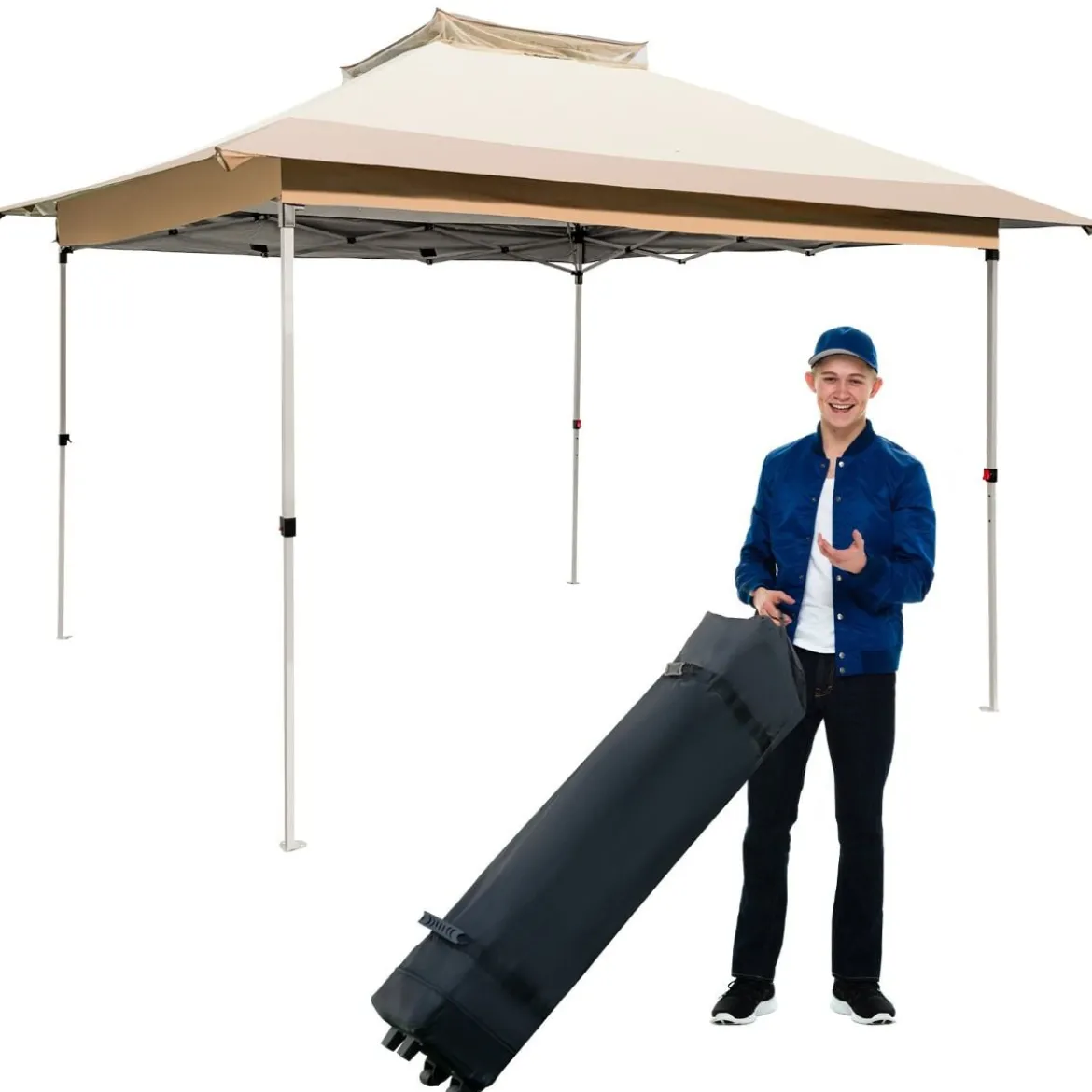 3,6 x 3,6m Pavillon mit Doppeldach wasserdicht stabil Winterfest UV-Schutz 50+