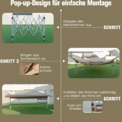 3,6 x 3,6m Pavillon mit Doppeldach wasserdicht stabil Winterfest UV-Schutz 50+