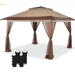 330 x 330 m Pavillon Wasserfester Gartenpavillon mit Doppeldach 4 Seitenwänden Höhenverstellbar