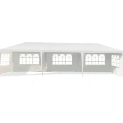 3 x 9 m Pavillon Zelt Gartenpavillon Gartenzelt mit 5 abnehmbaren Seitenwände weiß