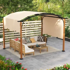 3,6 x 3 m Pergola mit Ausziehbarem Dach Wasserdichter Stabiler Winterfester Pavillon