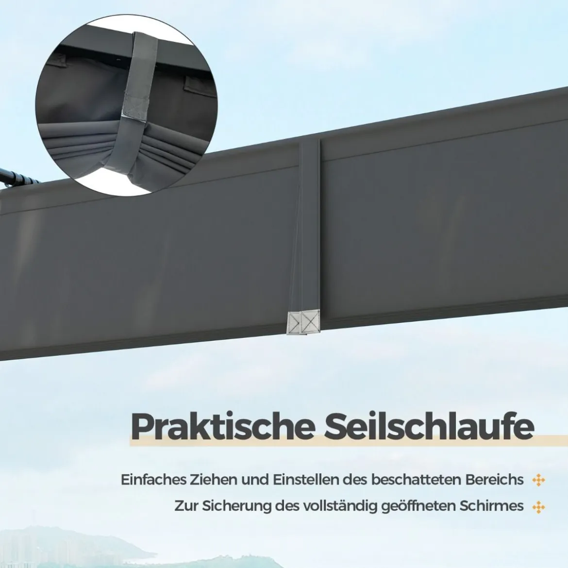 3,1 x 3,1 m Pergola mit Schiebedach Wasserdichter Pavillon Winterfester Gartenpavillon Grau