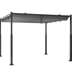 3,1 x 3,1 m Pergola mit Schiebedach Wasserdichter Pavillon Winterfester Gartenpavillon Grau