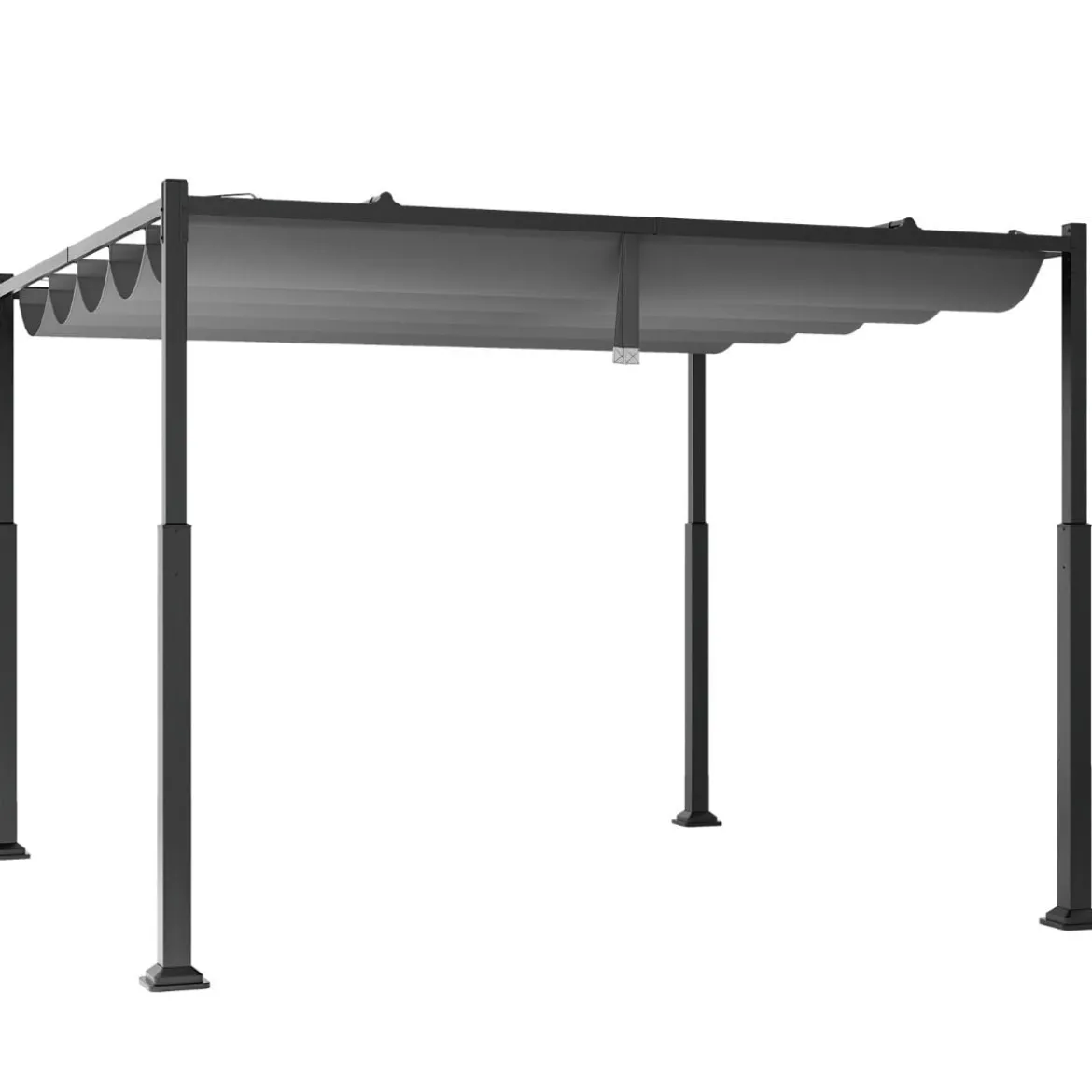 3,1 x 3,1 m Pergola mit Schiebedach Wasserdichter Pavillon Winterfester Gartenpavillon Grau