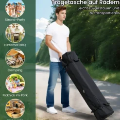 3 x 6 m Pop up Faltpavillon mit Tragetasche auf Rollen & UV Schutz 50+ Partyzelt Weiß