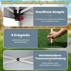 3 x 3 m Pop up Pavillon Faltpavillon Gartenzelt Wasserdicht & Sonnenschutz Gartenpavillon Grau