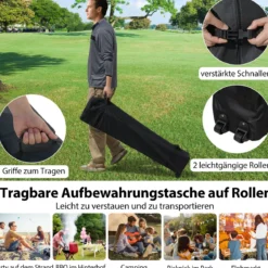 3 x 3 m Pop-up-Pavillon mit Seitenwand tragbarer Gartenpavillon inkl. Schattenspender mit Rolltasche Weiß